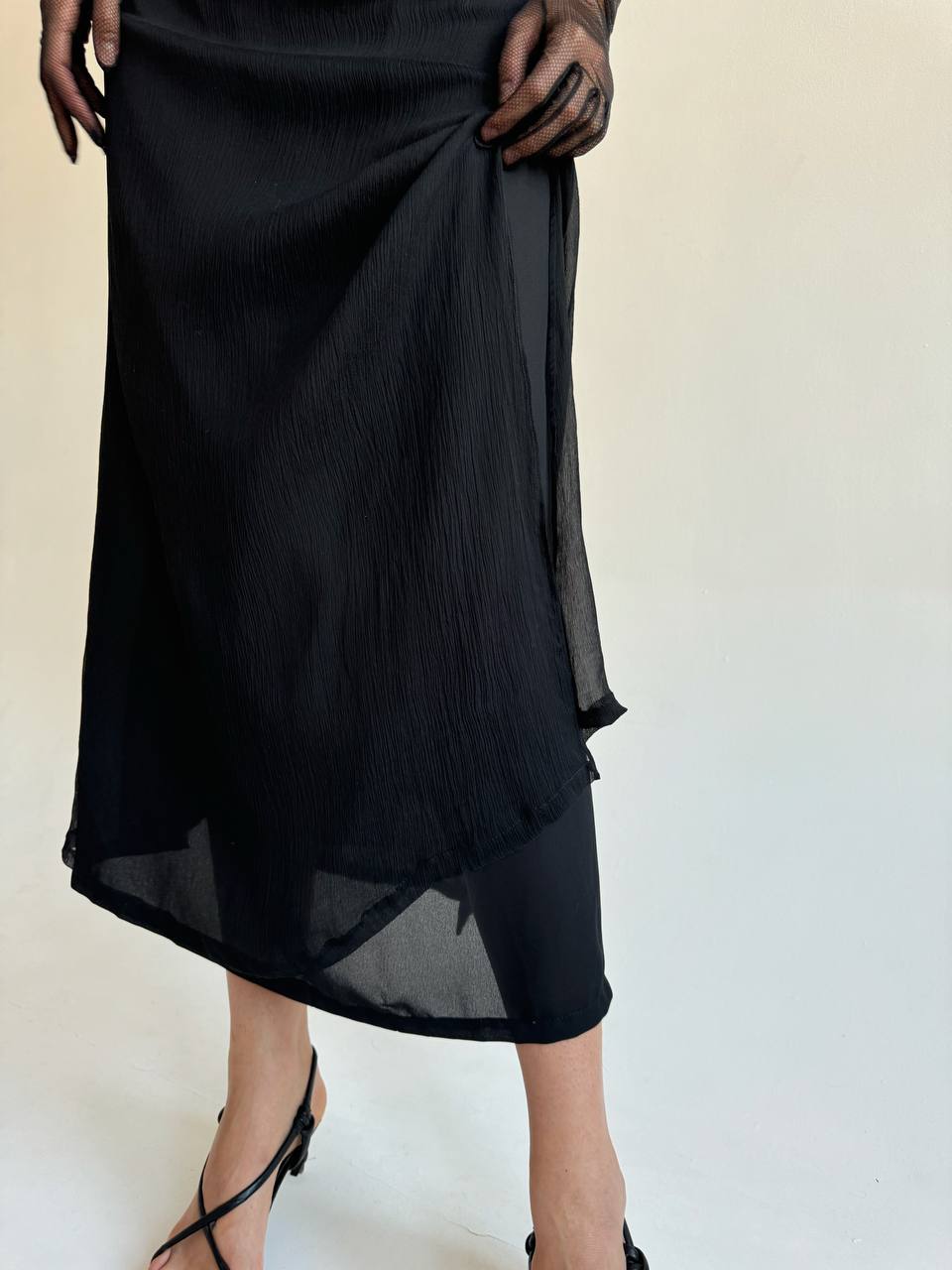 Vintage La Perla 100% silk black pleated dress