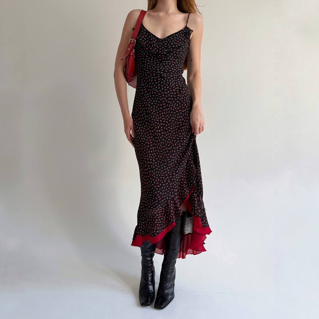 Vintage viscose long asymmetrical dress