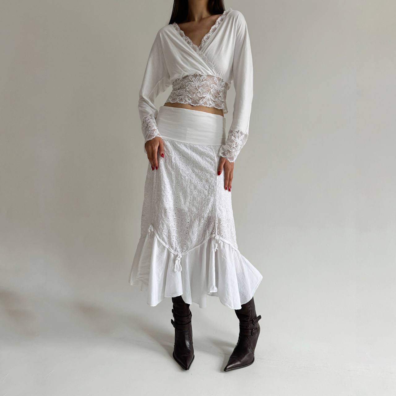 Vintage cotton prairie white skirt