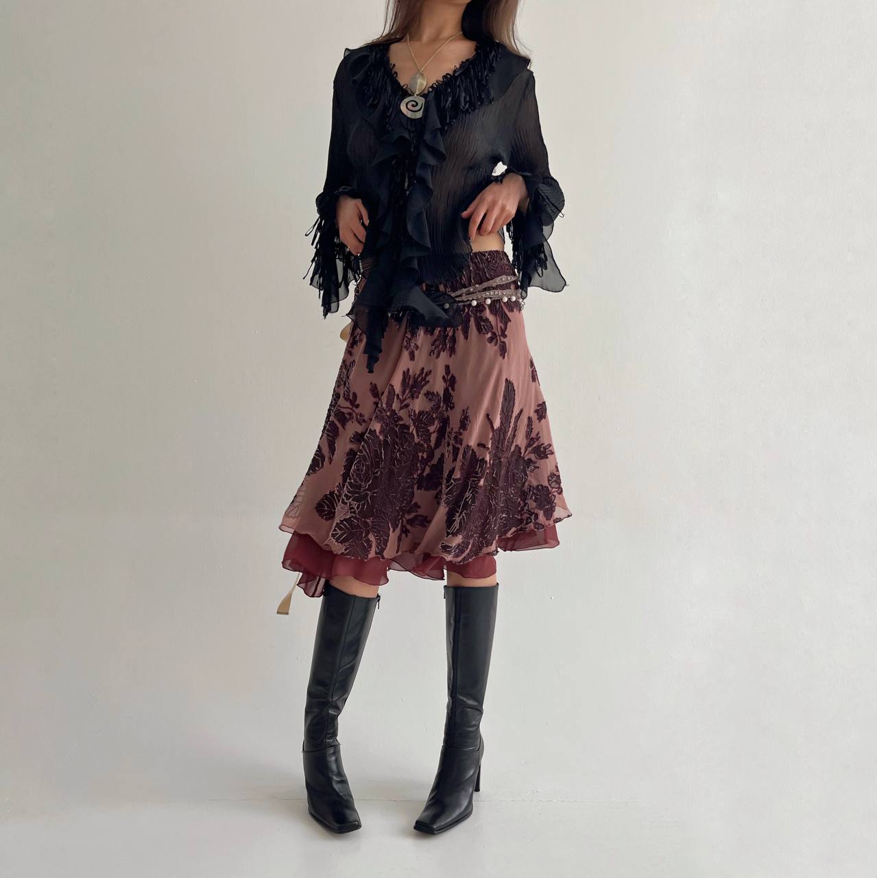Vintage whimsigoth silk skirt