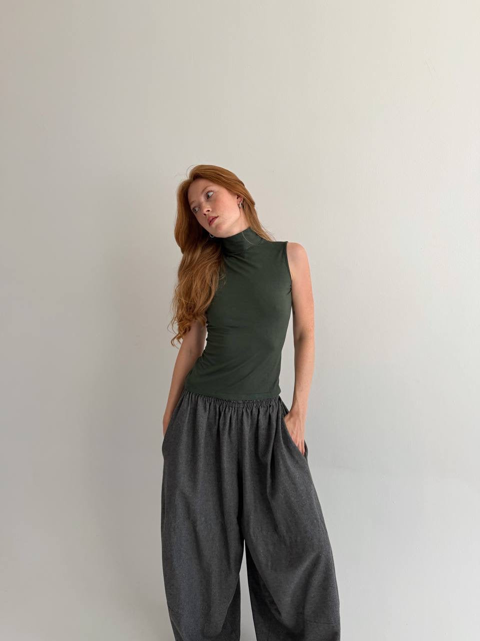 Vintage 95% viscose dark green top