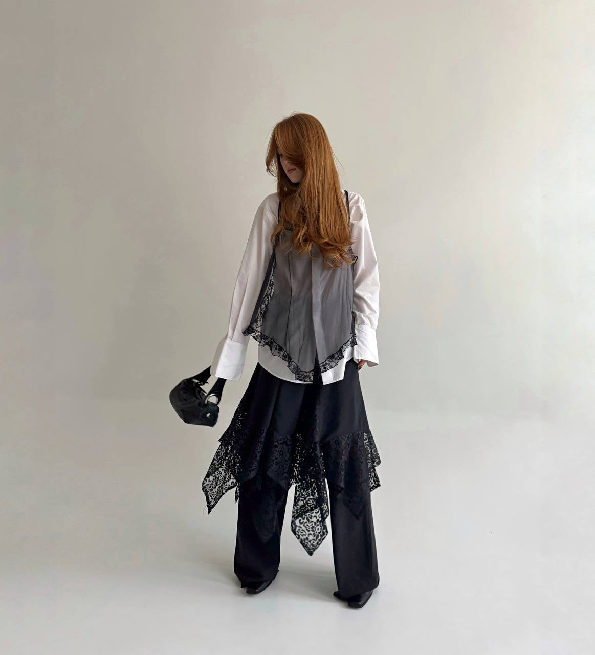 Vintage 80% viscose black asymmetrical gothic skirt