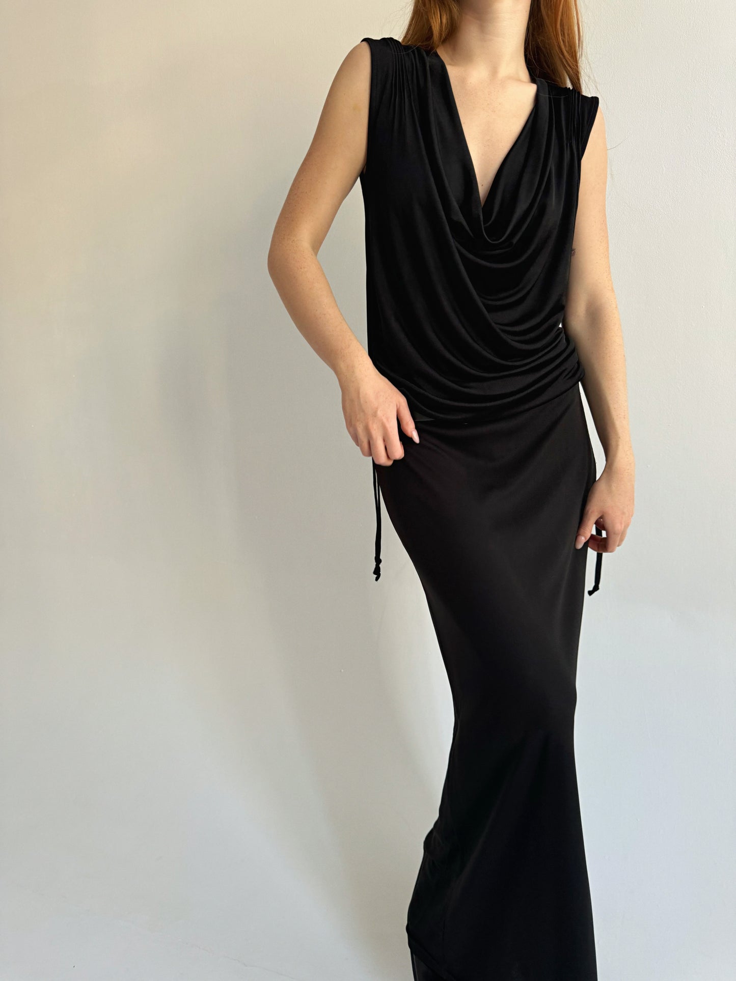 Y2K viscose blouse with cowl neck