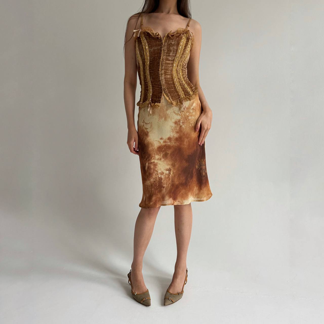 Vintage viscose printed skirt