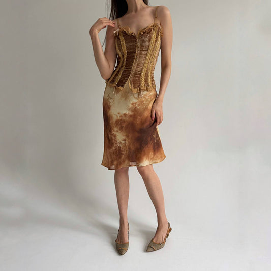 Vintage viscose printed skirt
