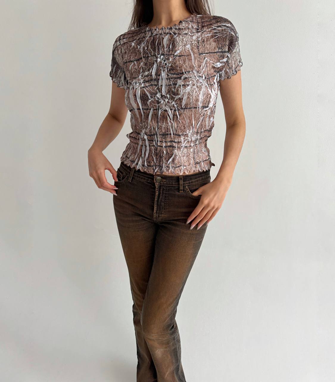Vintage avant garde pleated blouse