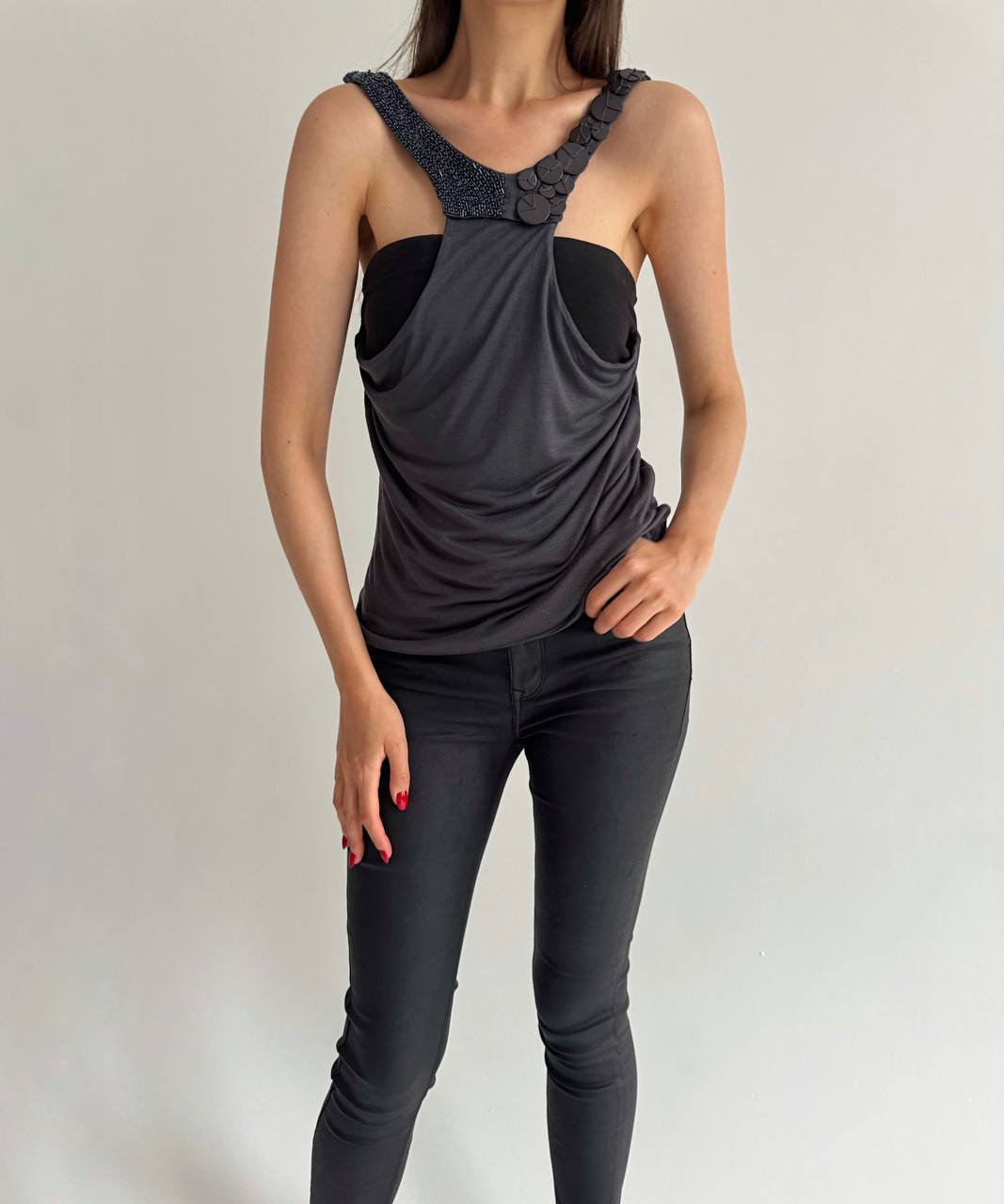Wax skinny jeans in black
