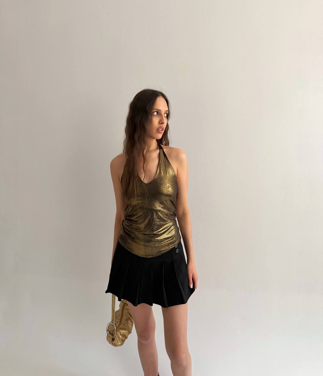 Vintage gold halter neck top