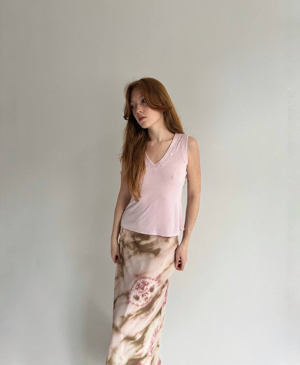 Vintage 100% pure silk baby pink blouse