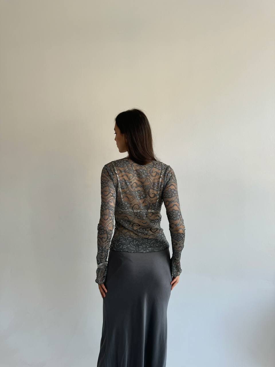 Vintage lace grey blouse