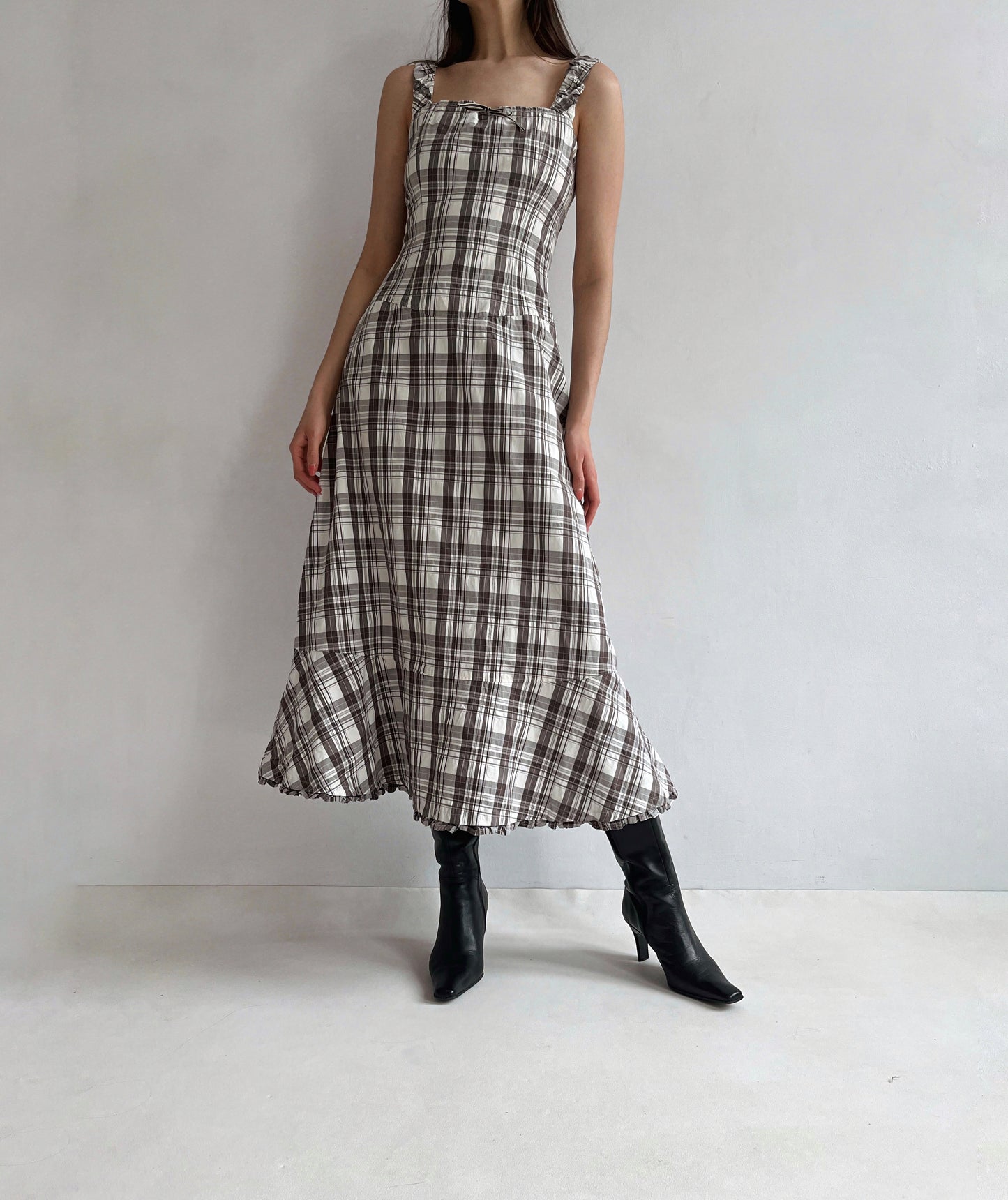 Max Mara cotton maxi checked dress