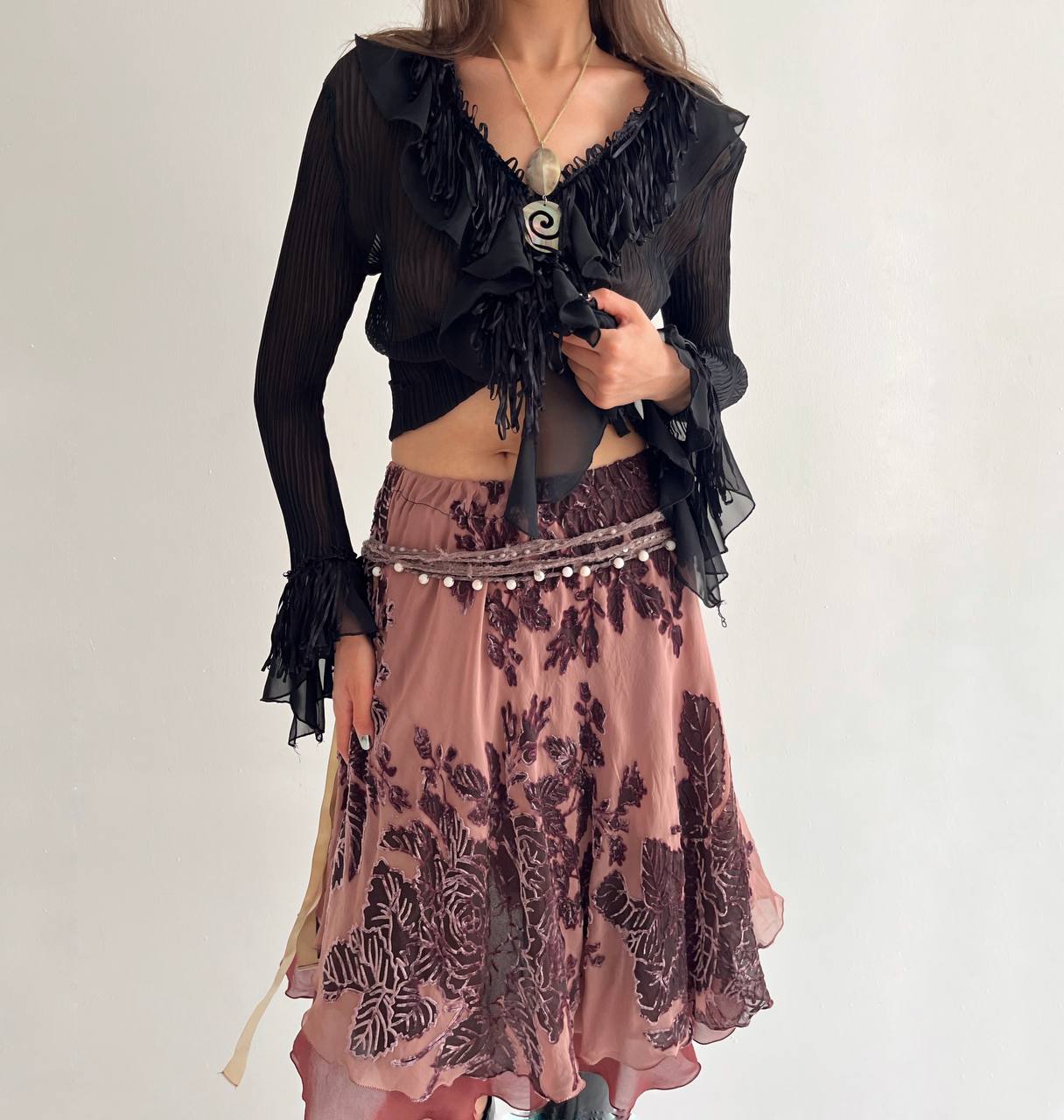 Vintage whimsigoth silk skirt