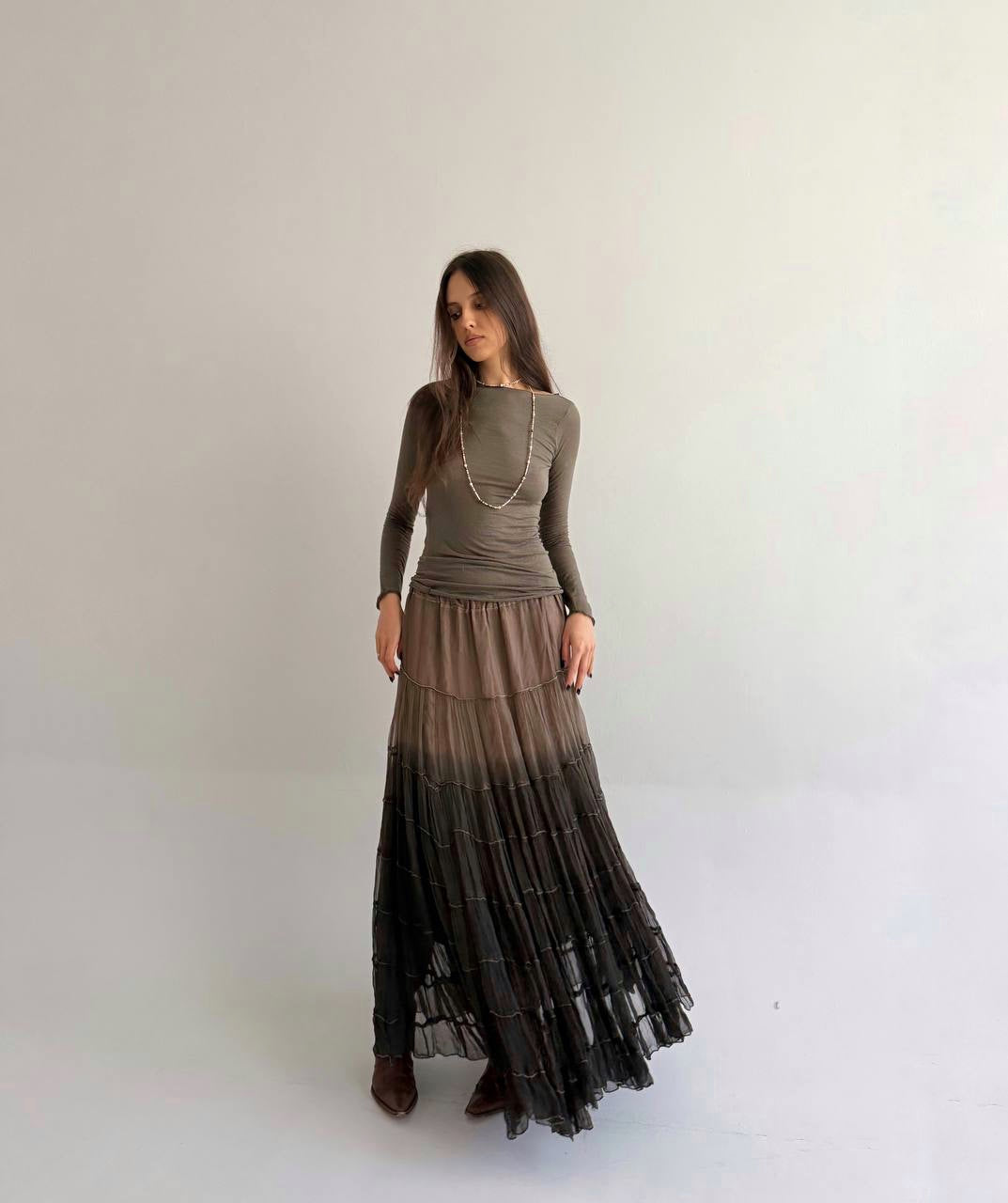 Vintage viscose ombré skirt