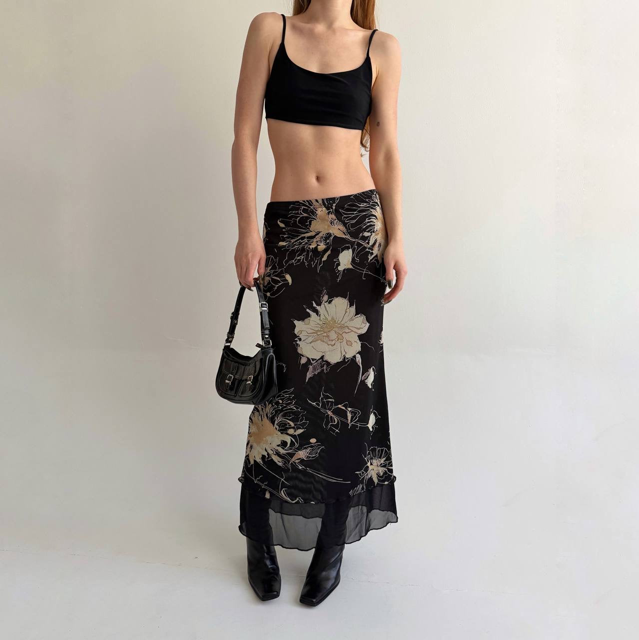 Vintage long skirt with flower print