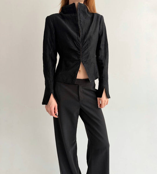 Vintage black blazer with gathered chest detail