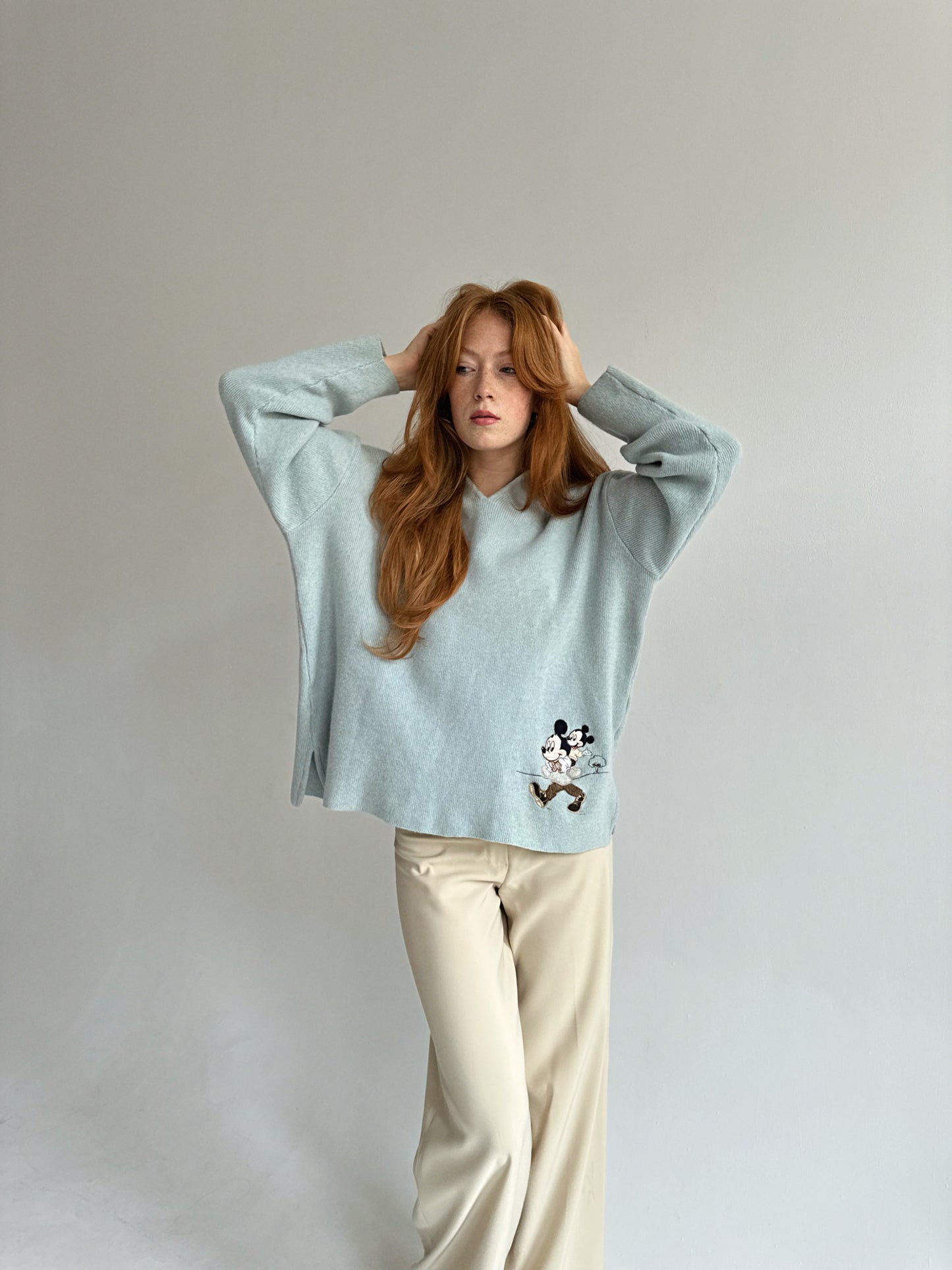 Vintage baby blue 100% wool oversized sweater