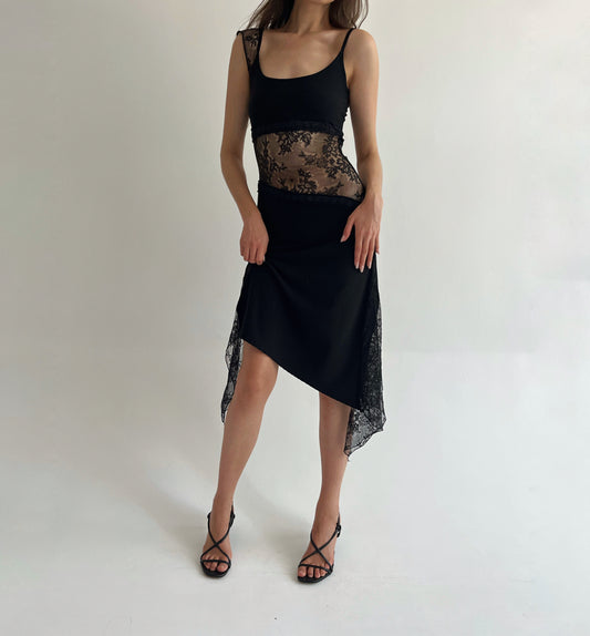 Vintage asymmetrical lace dress