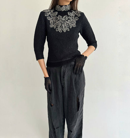 Vintage Japanese brand crinkle blouse