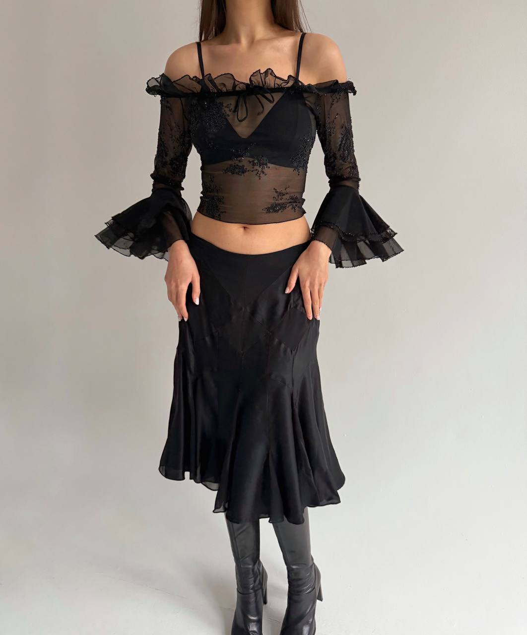 Vintage mesh beaded top
