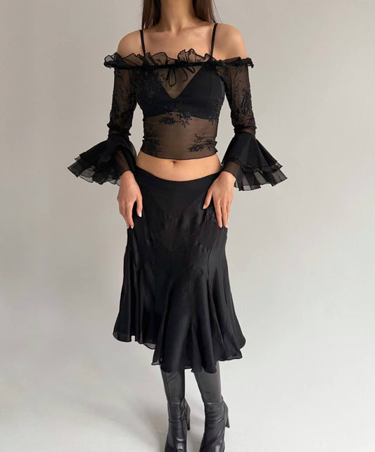 Vintage mesh beaded top