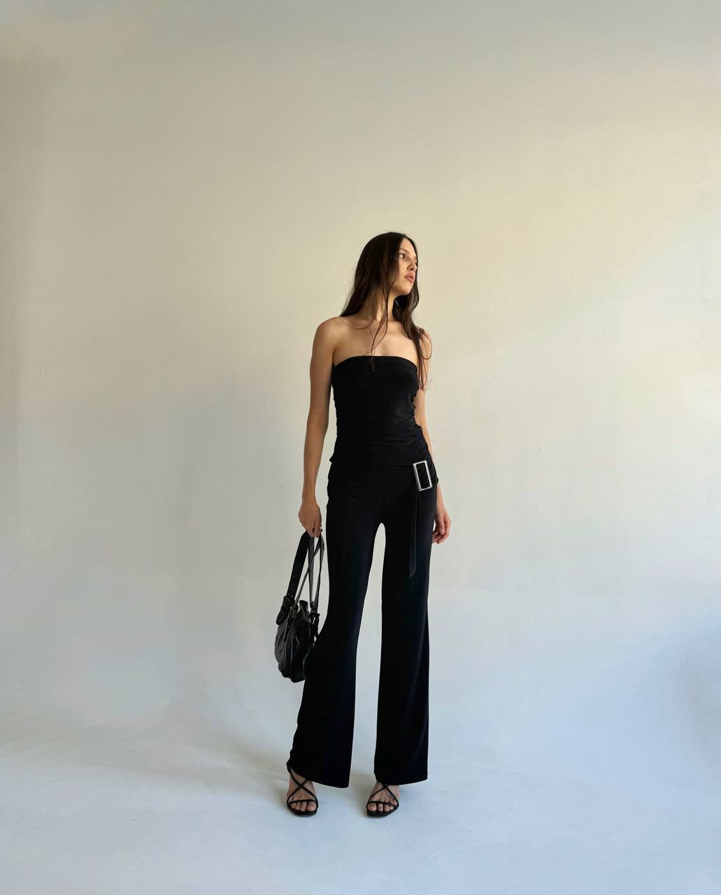 Vintage black Y2K jumpsuit with a buckle