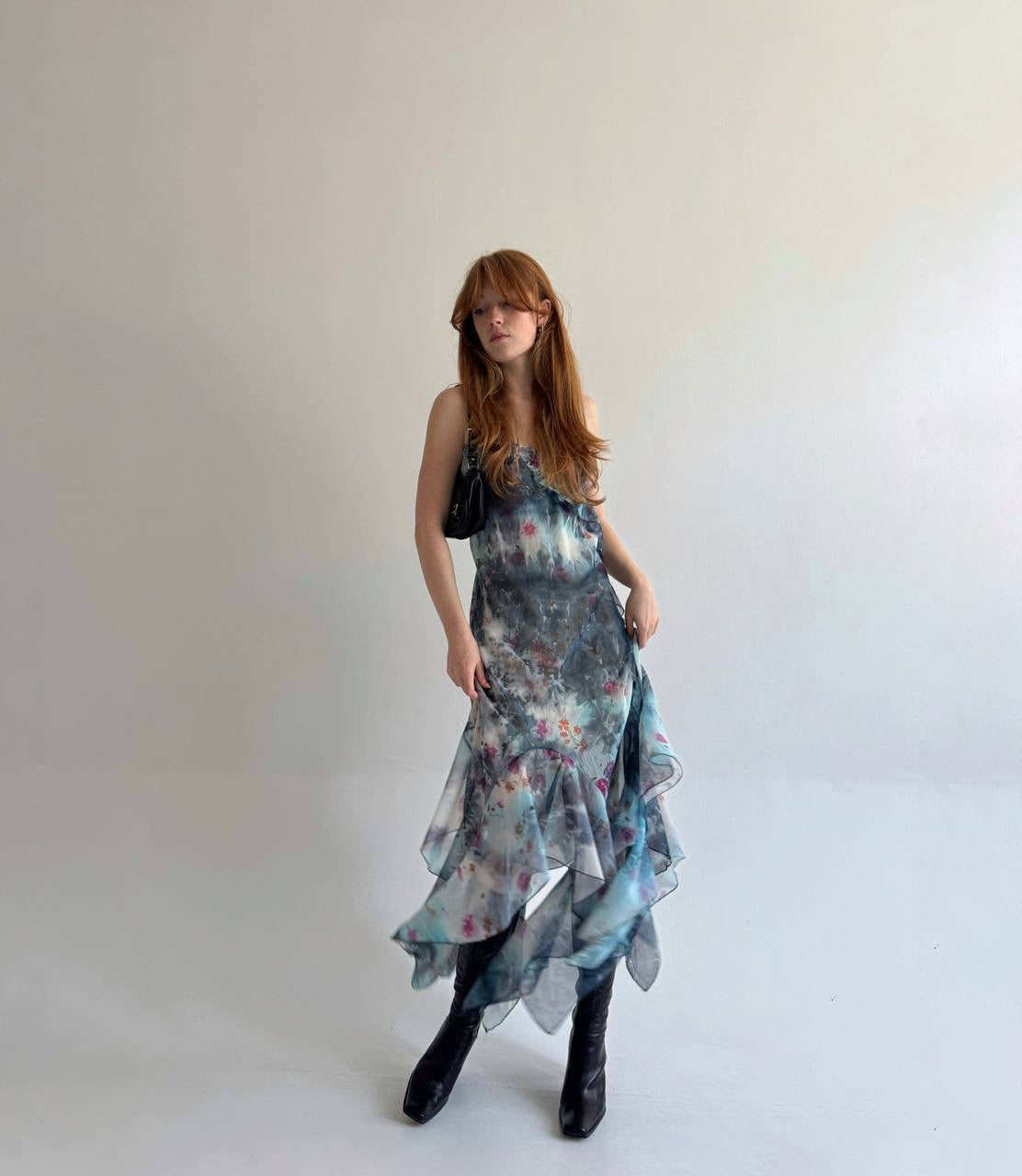 Vintage asymmetrical printed dress
