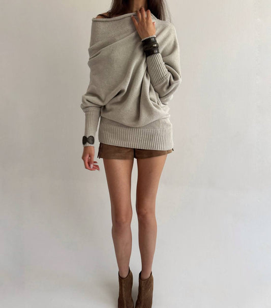 Asymmetrical beige sweater