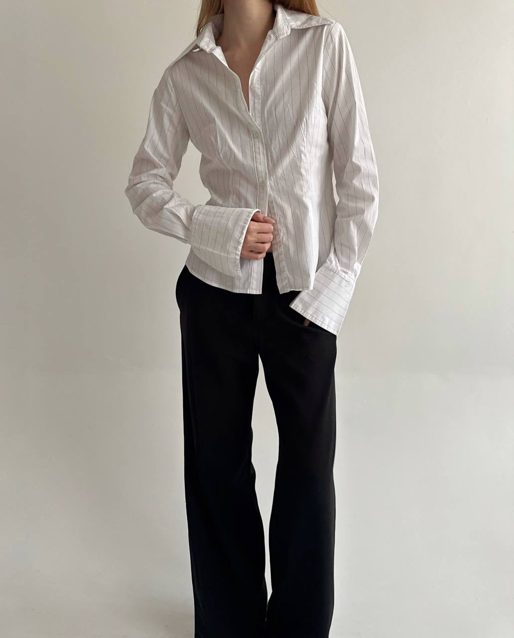 Y2K 95% cotton white striped shirt