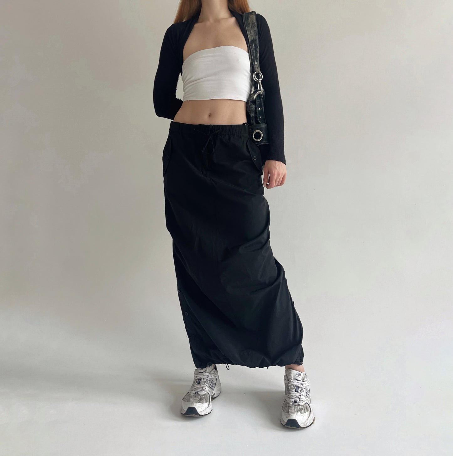 Y2K 58% cotton maxi cargo skirt