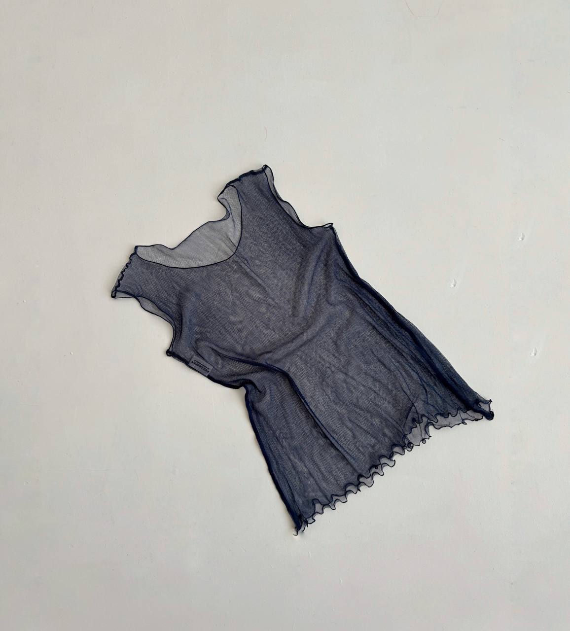 Alberta Ferretti mesh navy blouse