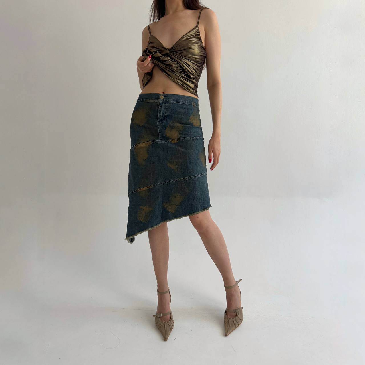 Vintage asymmetrical denim skirt
