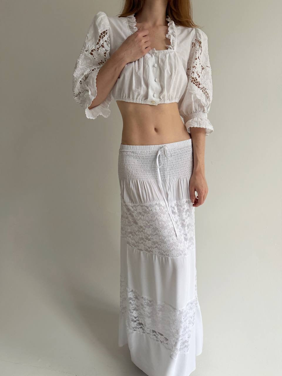 Vintage Bavarian 100% cotton cropped blouse