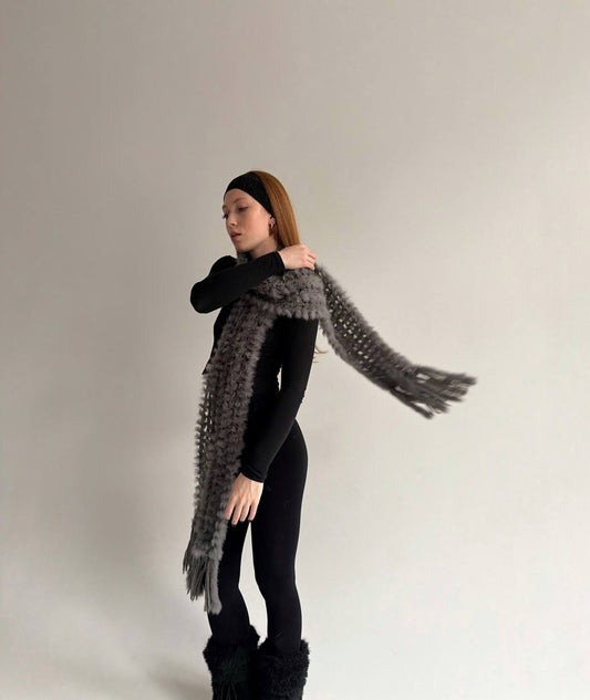Vintage crochet 70% rabbit fur scarf
