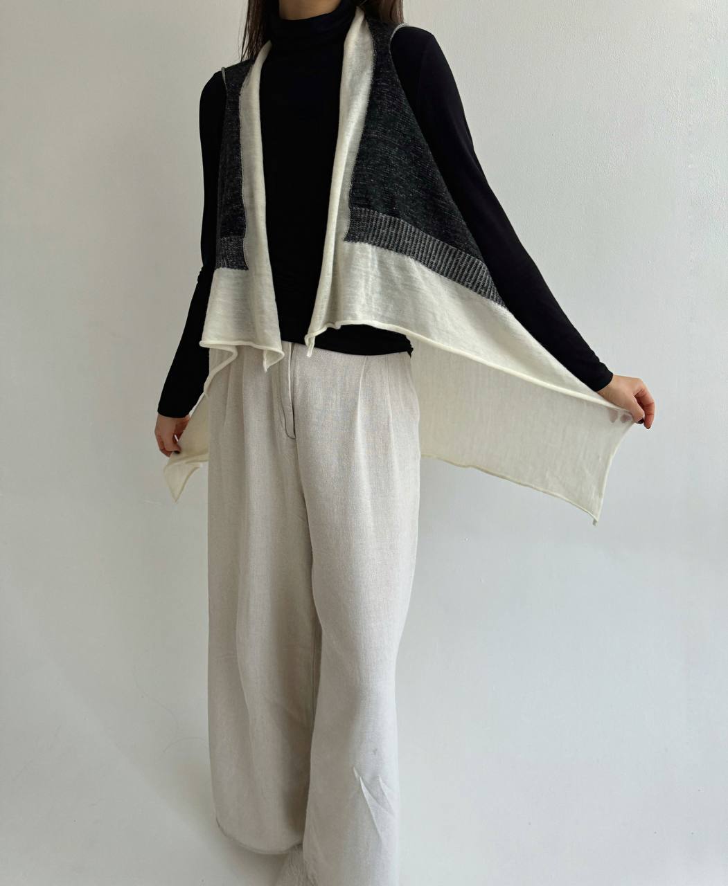 Merino wool and alpaca colour block cardigan