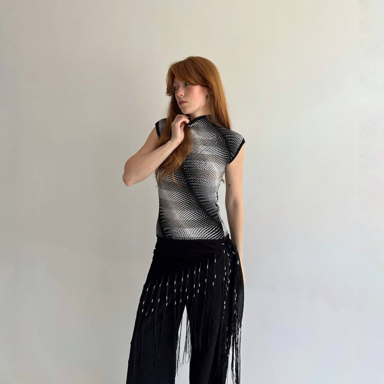 Vintage pleated crinkle blouse