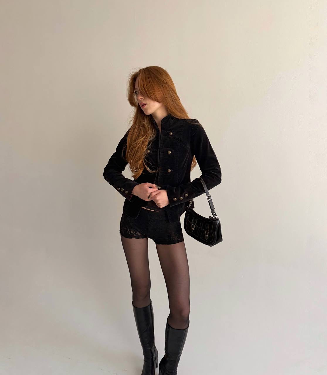 Y2K cotton velvet napoleon jacket