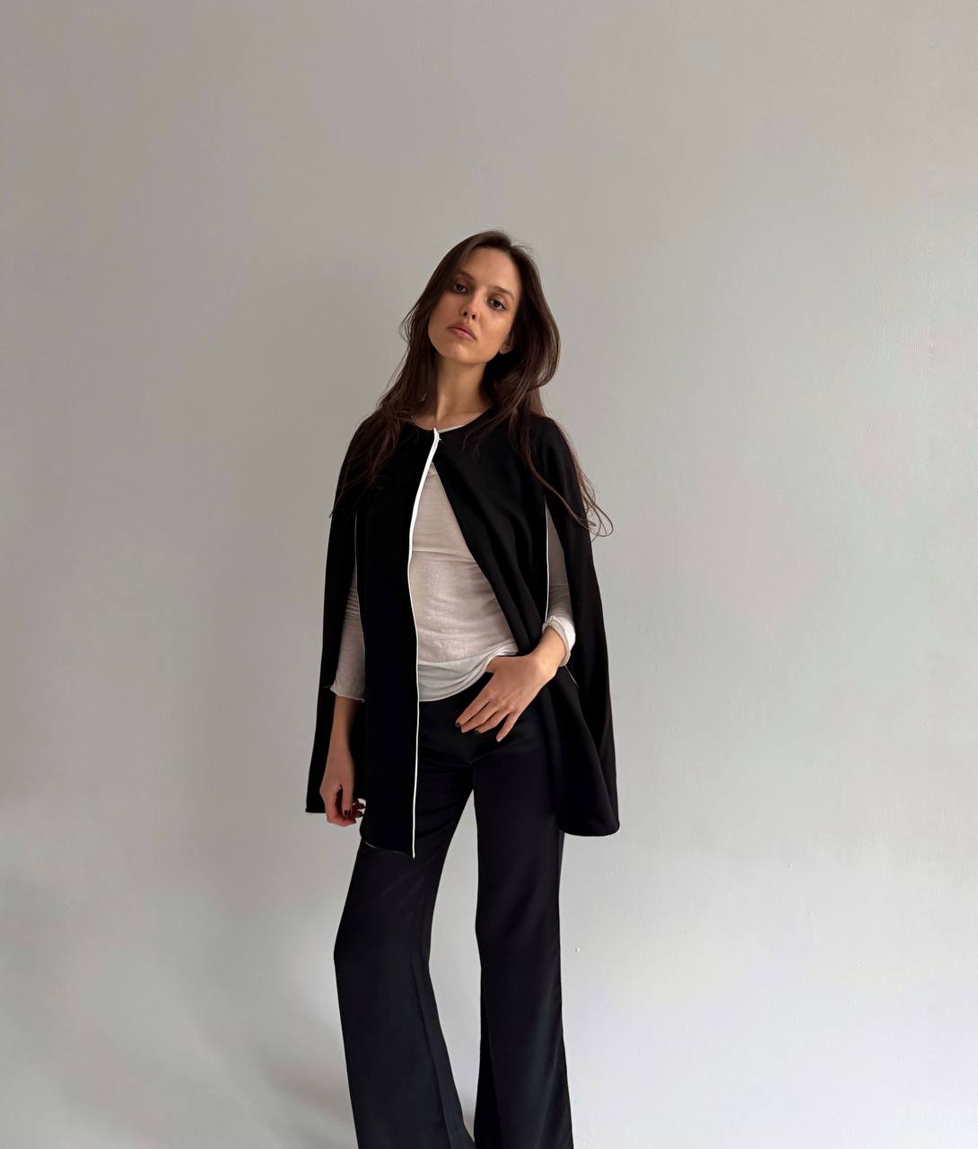 Anne Fontain viscose reversible poncho