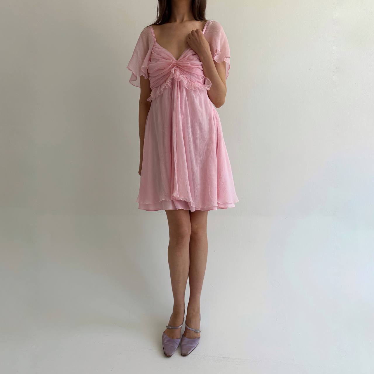 Blumarine pink viscose and silk dress