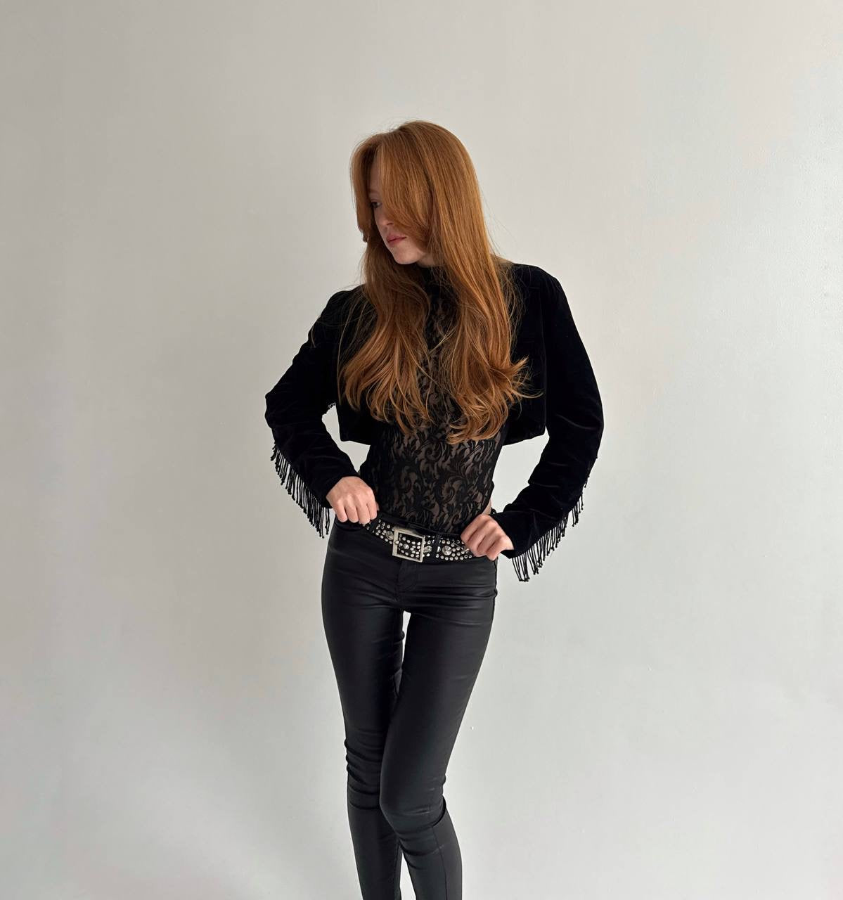 Vintage 100% cotton velvet bolero