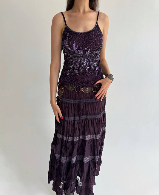 Vintage beaded purple cami top