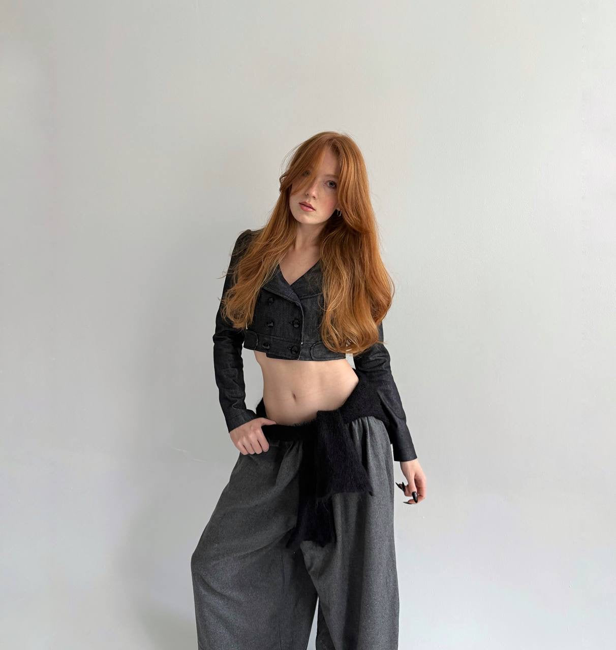 Y2K denim grey cropped jacket