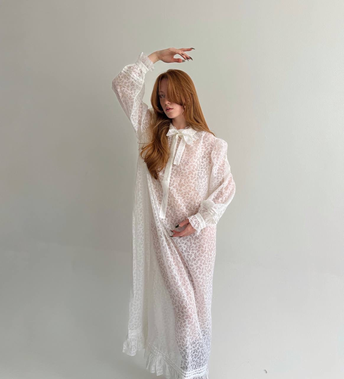 Vintage cotton blend printed night gown