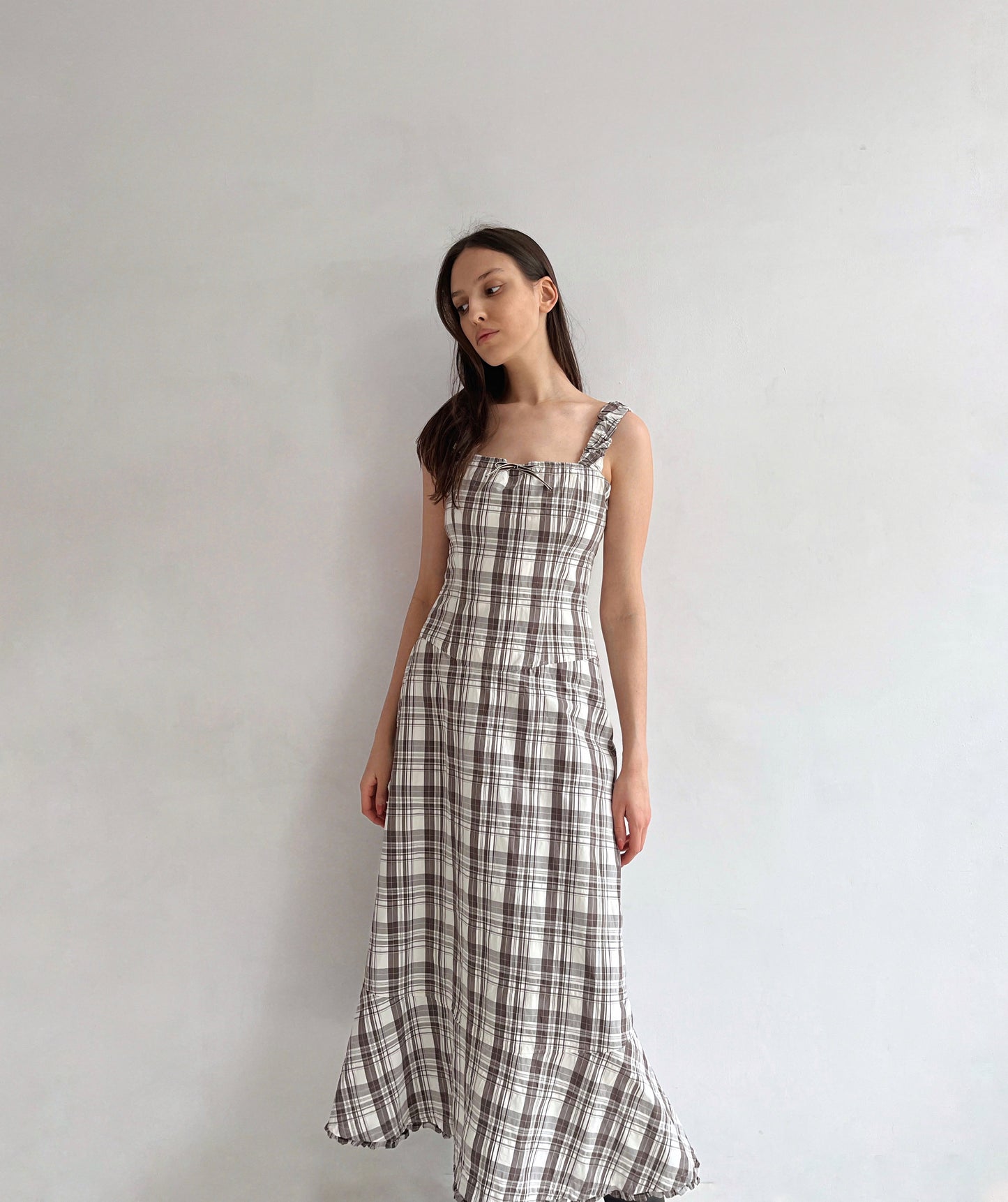 Max Mara cotton maxi checked dress