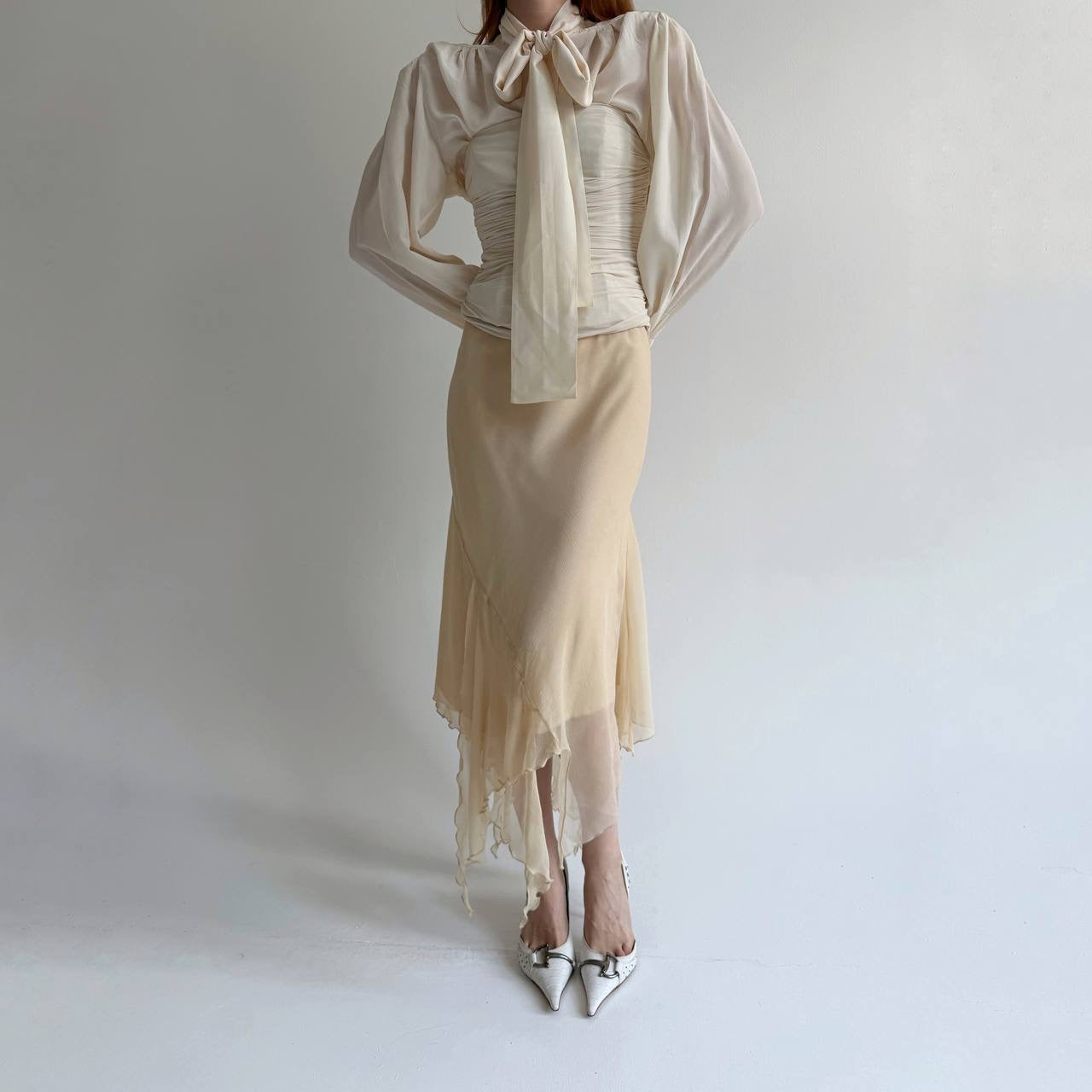 Vintage asymmetrical 100% pure silk skirt