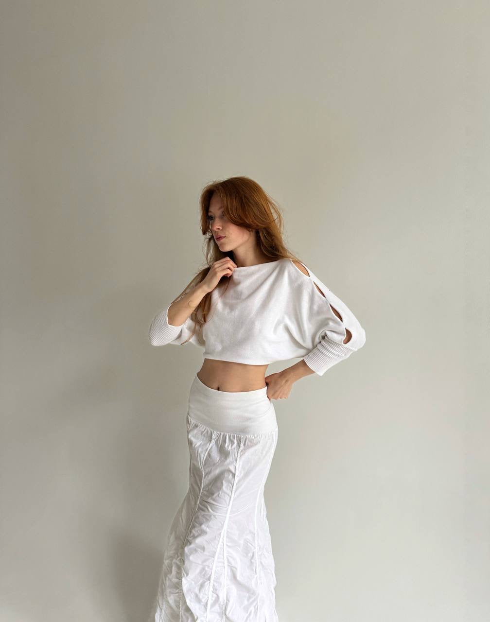 Vintage cotton white cropped sweater