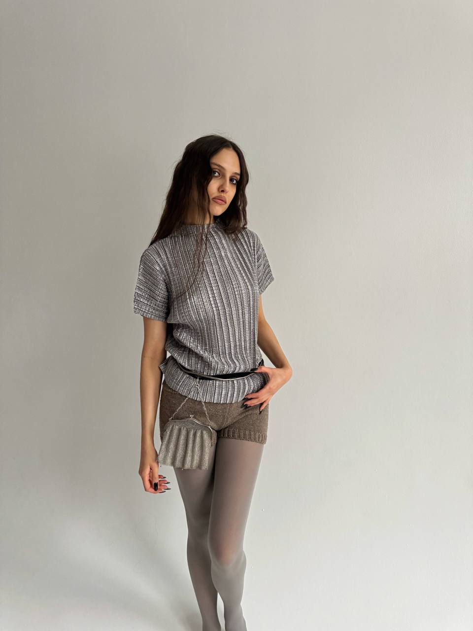 Vintage chrome pleated top