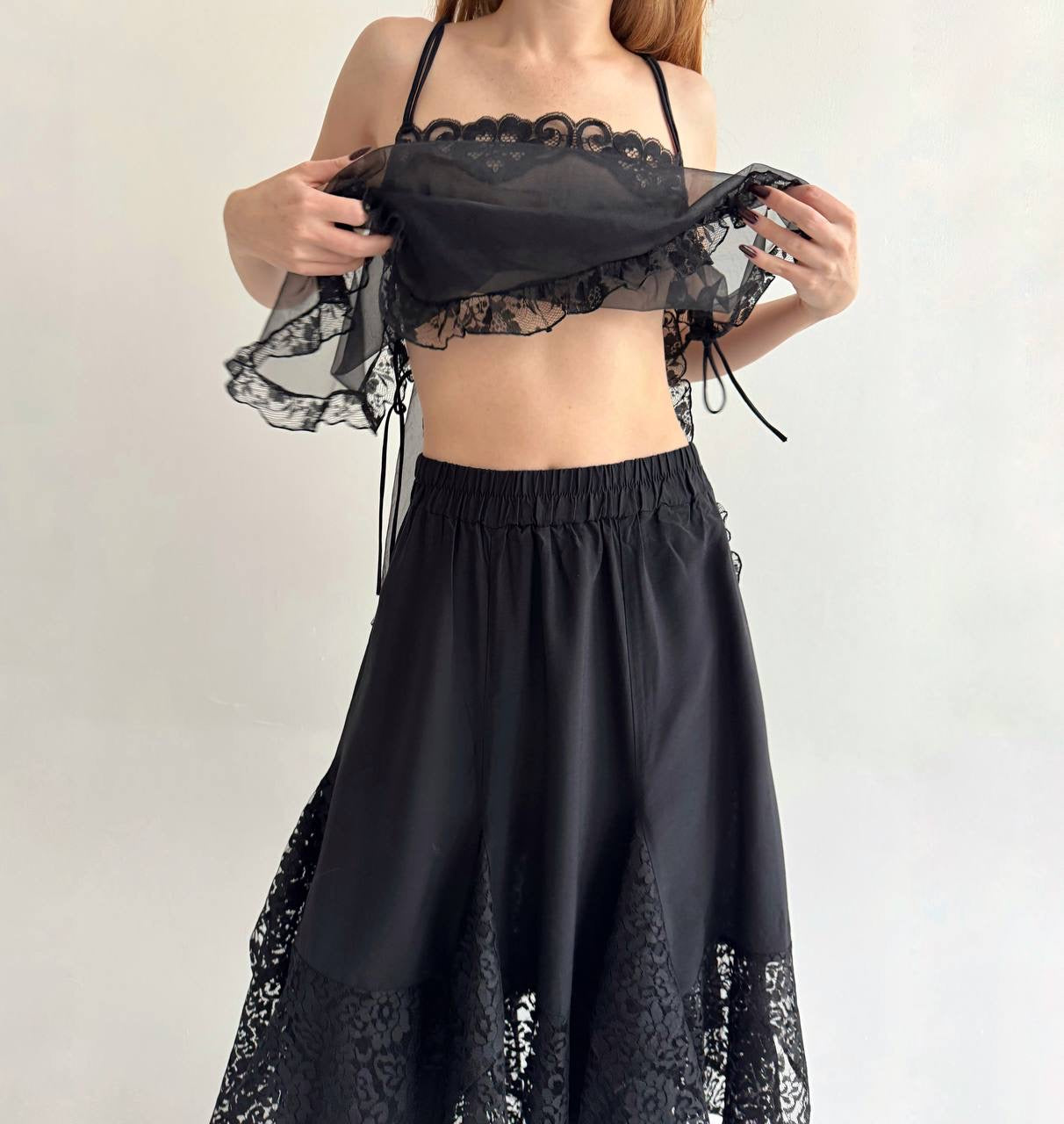 Vintage 80% viscose black asymmetrical gothic skirt