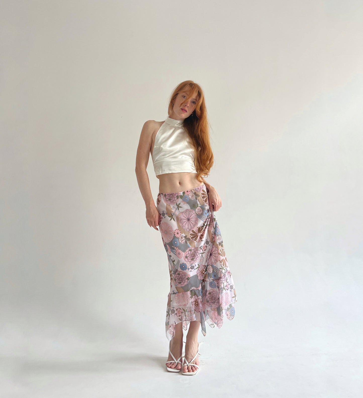 Vintage fairycore asymmetrical maxi skirt