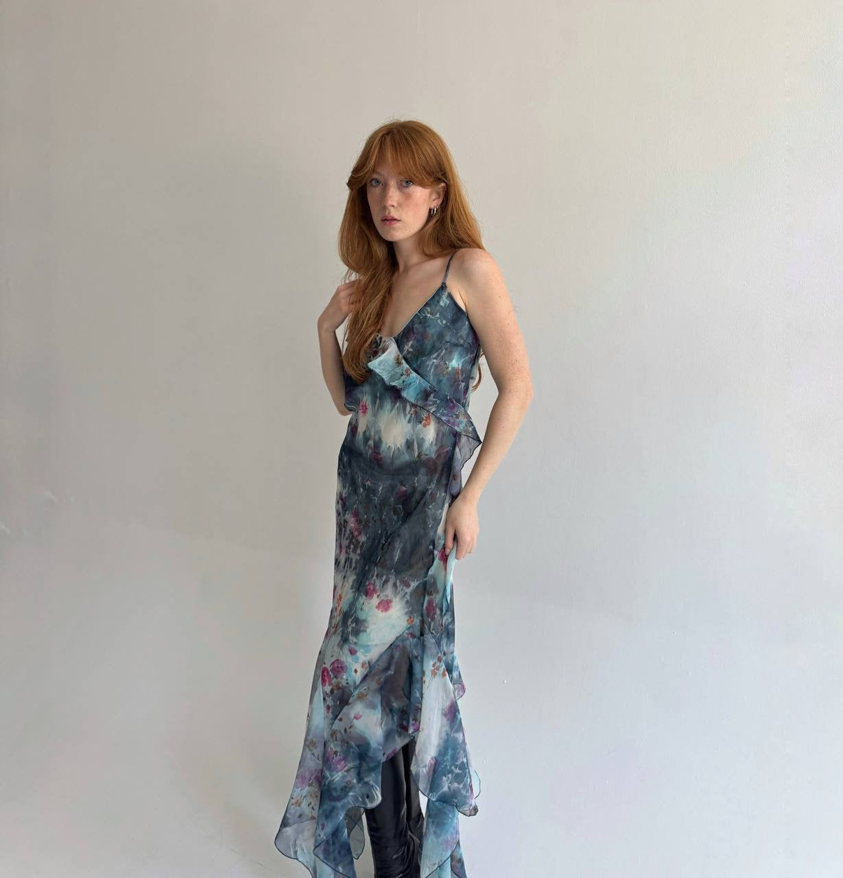 Vintage asymmetrical printed dress