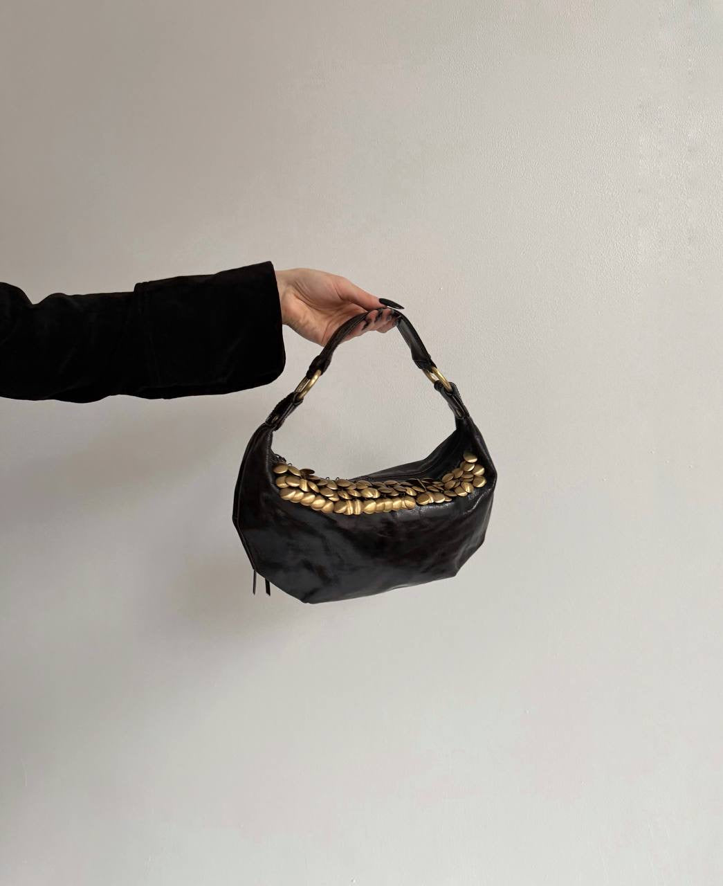 Vintage genuine leather black shoulder bag